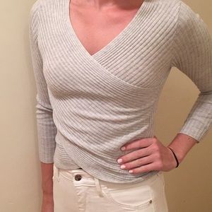 H&M wrap gray crop top